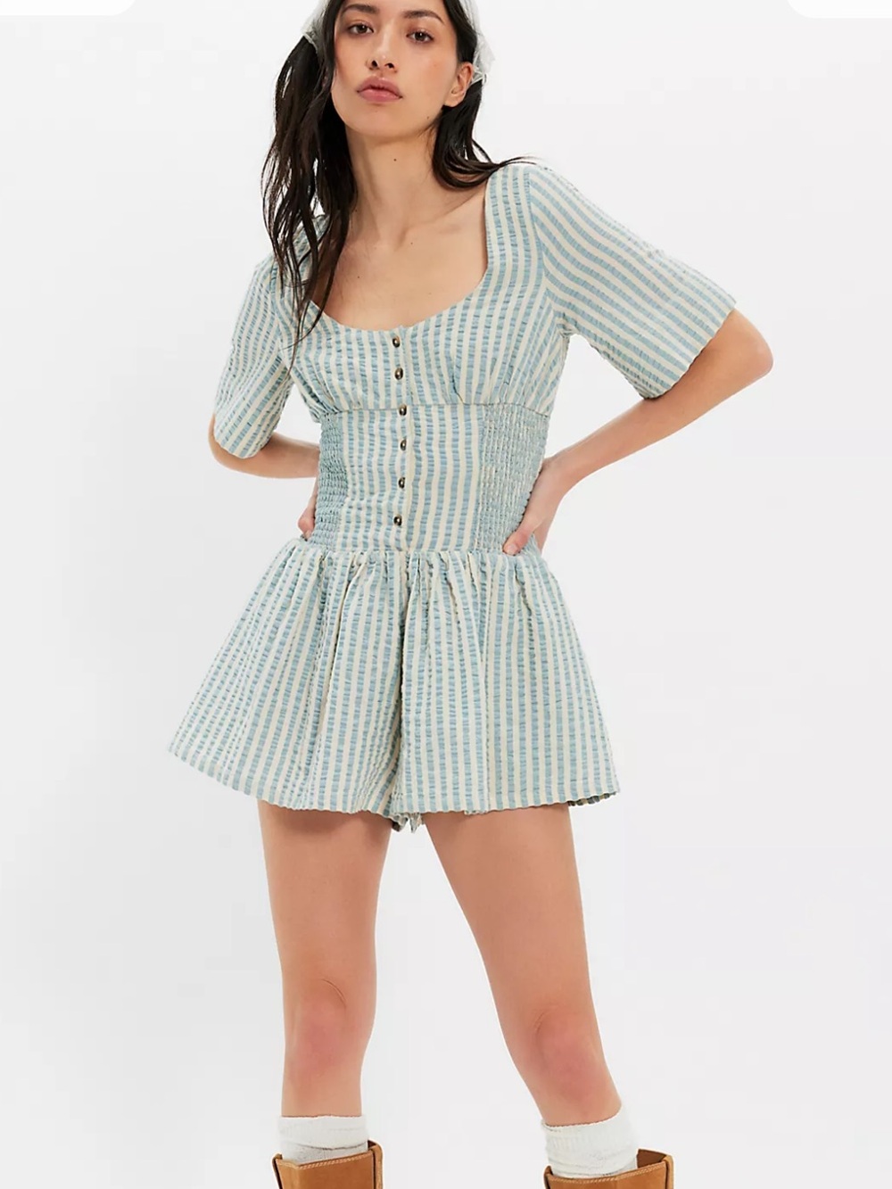 Free People Willow Striped Mini Romper NWT